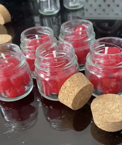 mini vela corações