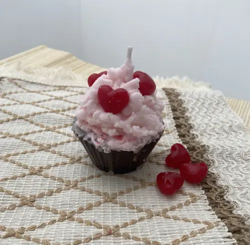Vela cupcake corações
