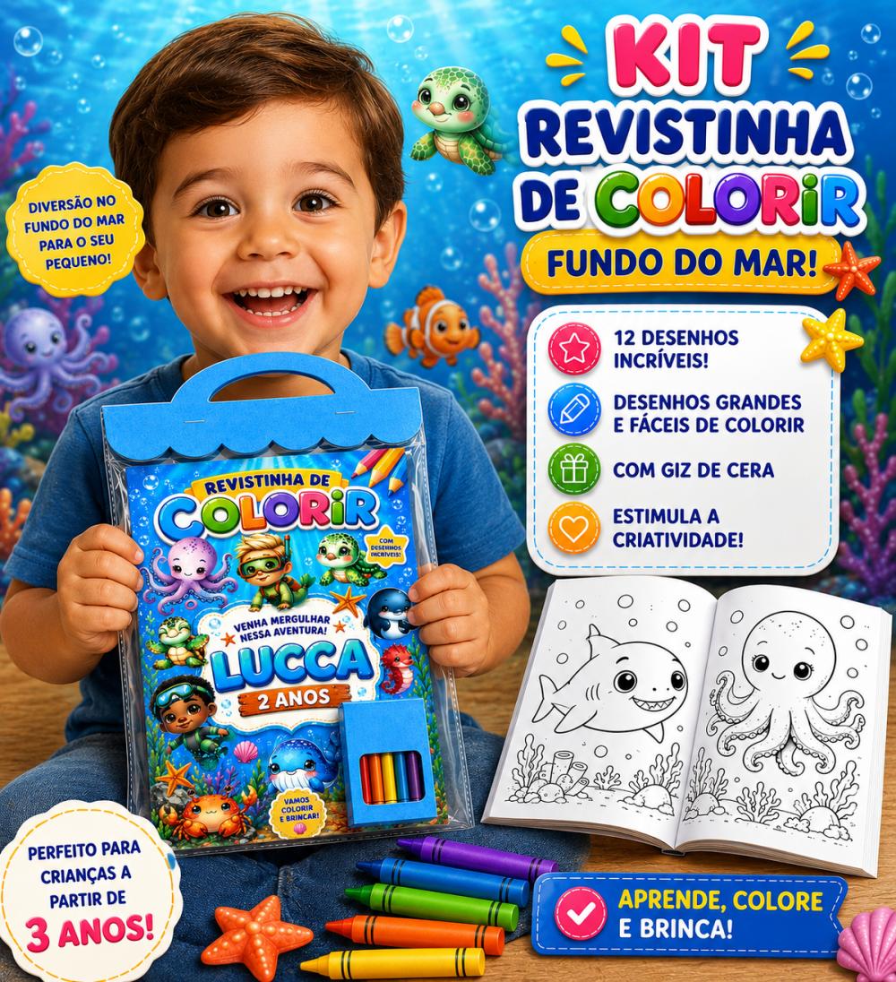 Revistinha de Colorir Fundo do Mar