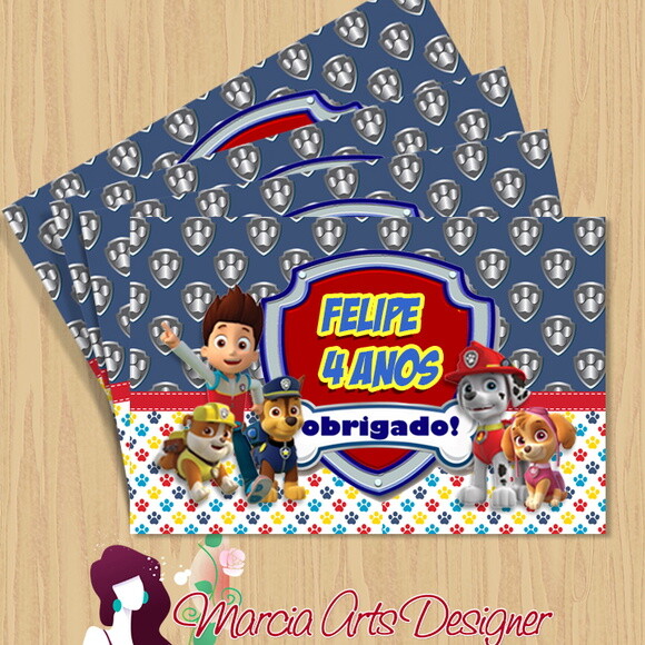 Tag para Lembrancinha Patrulha Canina
