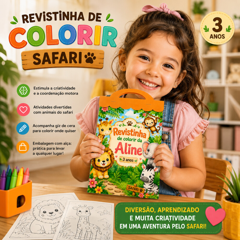 Revistinha de Colorir Safari