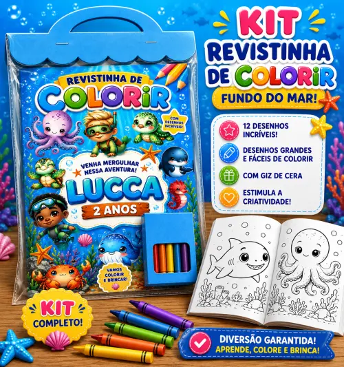 Revistinha de Colorir Fundo do Mar