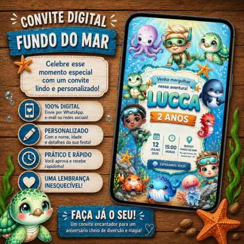 Convite Digital Fundo do Mar