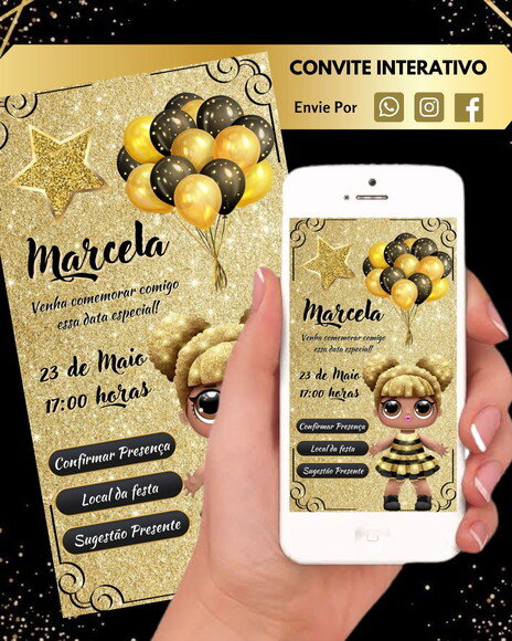 Convite Interativo Boneca Lol