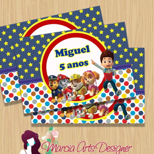 Tag para Lembrancinha Patrulha Canina