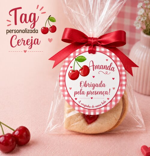 Tag redonda Cereja