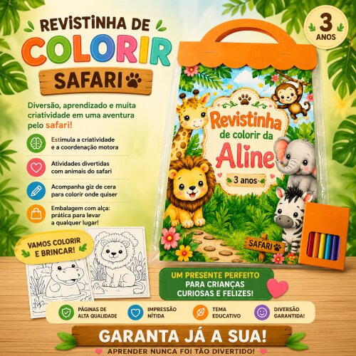 Revistinha de Colorir Safari