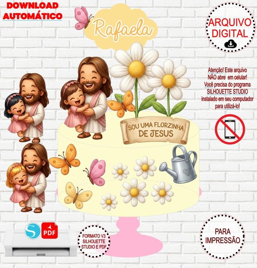 Arquivo de Corte Topo de Bolo Florzinha de Jesus