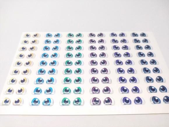 Olhos Adesivos Resinados - 104-08x06 - 6 Cores