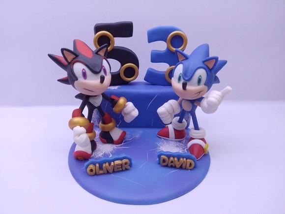 Sonic - Super Topo de Bolo Sonic e Shadow (biscuit)