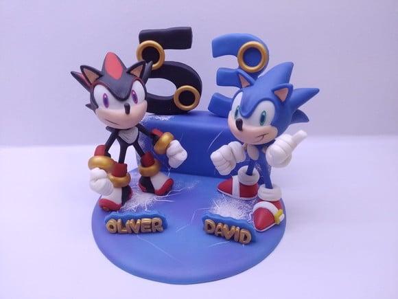 Sonic - Super Topo de Bolo Sonic e Shadow (biscuit)