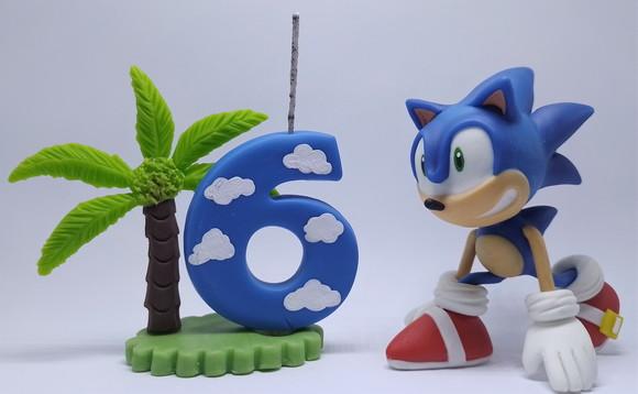 Topo de Bolo Sonic: Hora de Correr (biscuit)