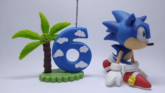 Topo de Bolo Sonic: Hora de Correr (biscuit)