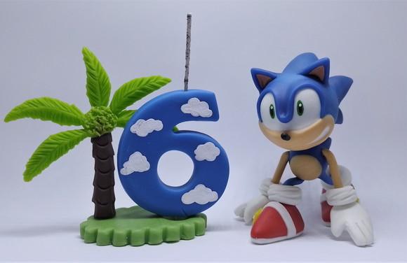 Topo de Bolo Sonic: Hora de Correr (biscuit)