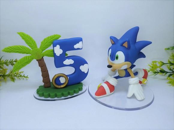 Topo de Bolo Sonic: Hora de Correr (biscuit)