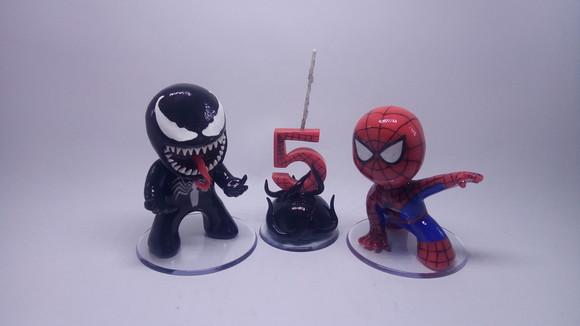 Topo de Bolo Venom e Homem Aranha (biscuit)