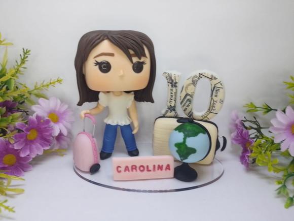 Topo de Bolo Viagem (biscuit Personalizado)