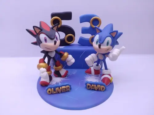 Sonic - Super Topo de Bolo Sonic e Shadow (biscuit)