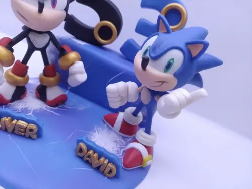 Sonic - Super Topo de Bolo Sonic e Shadow (biscuit)