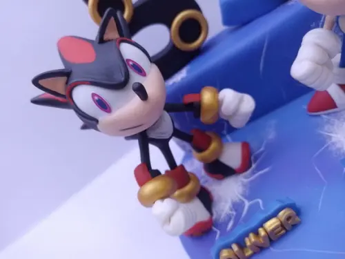 Sonic - Super Topo de Bolo Sonic e Shadow (biscuit)