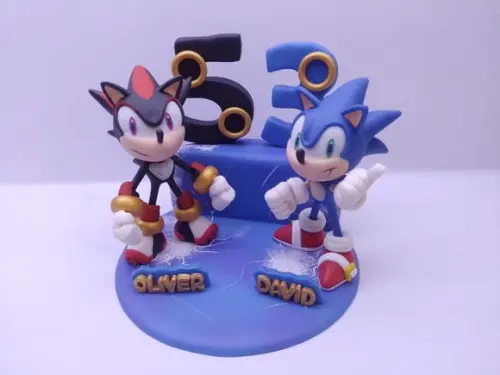 Sonic - Super Topo de Bolo Sonic e Shadow (biscuit)