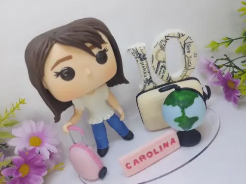 Topo de Bolo Viagem (biscuit Personalizado)