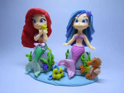 Topo Pequena Sereia Ariel + Sereia Calda Rosa - Biscuit