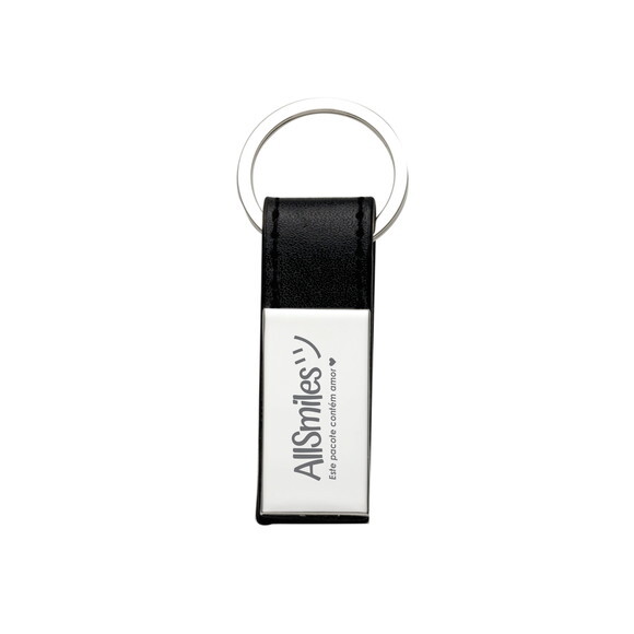 Chaveiro Metal com Couro Personalizado