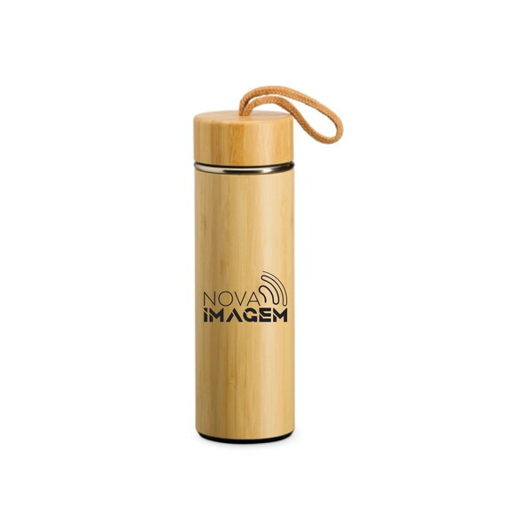 Garrafa Térmica Bambu 400ml com Infusor Personalizada