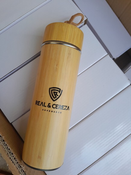 Garrafa Térmica Bambu 400ml com Infusor Personalizada