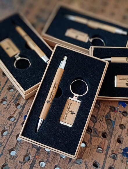 Kit Caneta e Chaveiro Bambu Personalizado