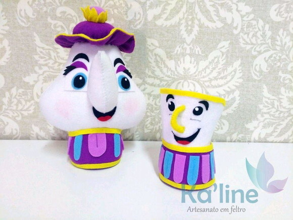 Kit A Bela e a Fera - Bonecos em Feltro
