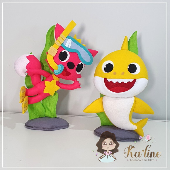 Kit Baby Shark - Bonecos em Feltro