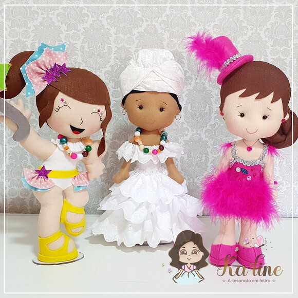 Kit Bonecas de Carnaval - Bonecas em feltro
