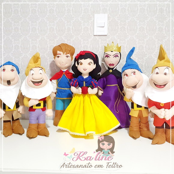 Kit Branca de Neve e os 7 Anões - Bonecos em Feltro