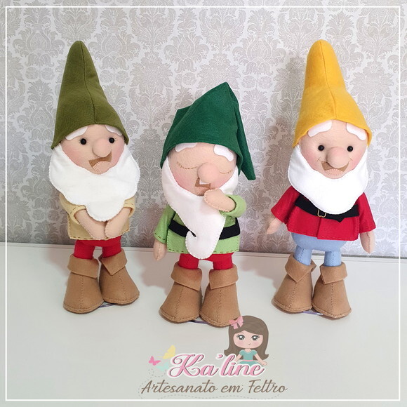 Kit Branca de Neve e Anões - Bonecos em Feltro