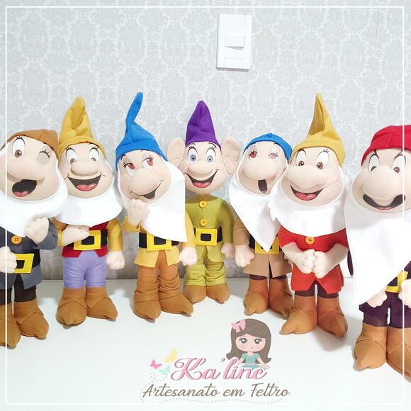 Kit Branca de Neve e os 7 Anões - Bonecos em Feltro