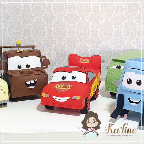 Kit Carros Disney - Bonecos em Feltro