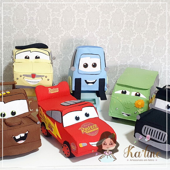Kit Carros Disney - Bonecos em Feltro