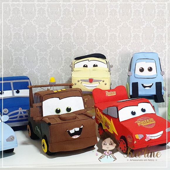 Kit Carros Disney - Bonecos em Feltro