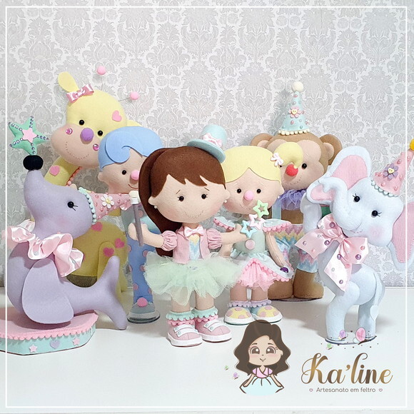 Kit Circo Rosa - Bonecos em Feltro