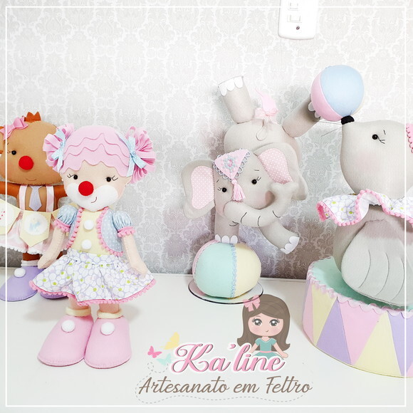 Kit Circo Rosa - Bonecos em Feltro