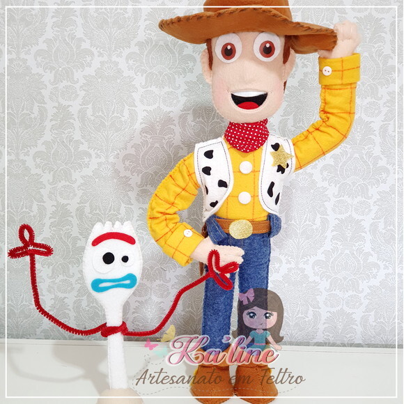 Kit Garfinho + Woody Toy Story - Bonecos em Feltro
