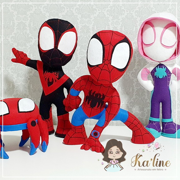 Kit Homem Aranha e Seus Amigos - Bonecos em Feltro