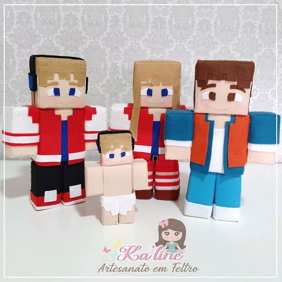 Kit Minecraft Família JP - Bonecos em Feltro