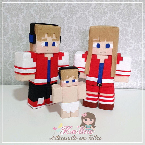 Kit Minecraft Família JP - Bonecos em Feltro