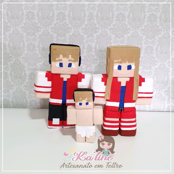 Kit Minecraft Família JP - Bonecos em Feltro