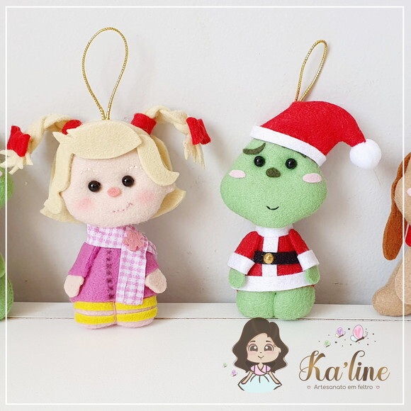 Kit Pingentes Natal Grinch - Bonecos em Feltro