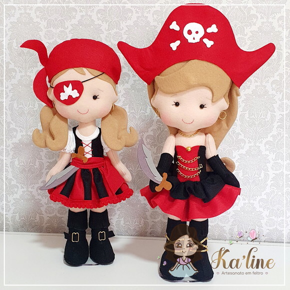 Kit Piratas Meninas - Bonecos em Feltro