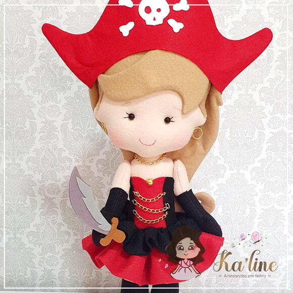 Kit Piratas Meninas - Bonecos em Feltro